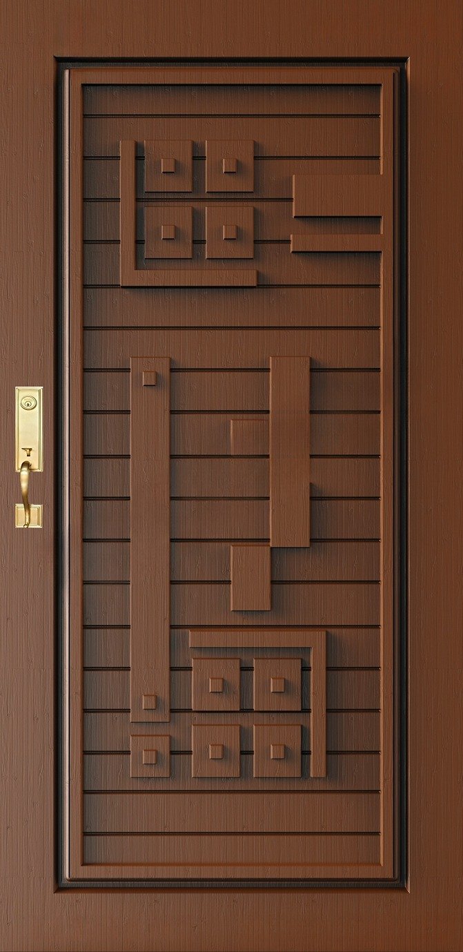 Doors - SKY-91 Modern Geometric Panel Carving 3D Model